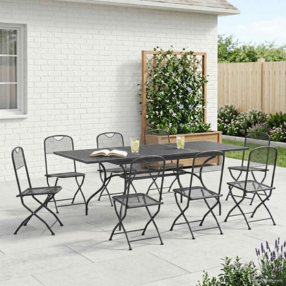 vidaXL Garden Dining Set 9 pcs Anthracite Mesh and Steel 1