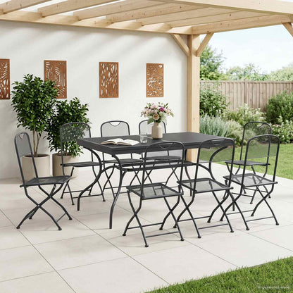 vidaXL Garden Dining Set 9 pcs Anthracite Mesh and Steel 3