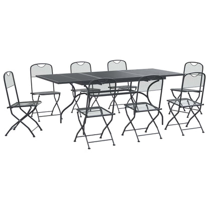 vidaXL Garden Dining Set 9 pcs Anthracite Mesh and Steel 2