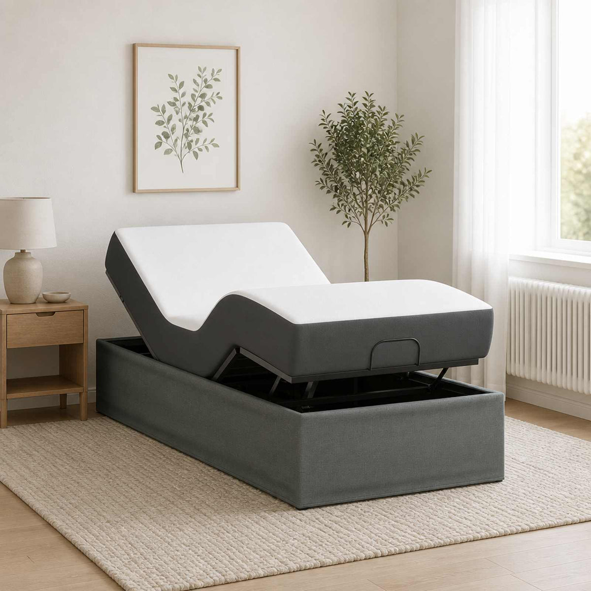 Electric Adjustable Bed Frame 200 x 100 x 33.5 cm Steel 100 x 200 cm Dark grey