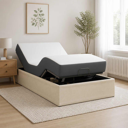 Electric Adjustable Bed Frame 200 x 100 x 33.5 cm Steel 100 x 200 cm Cream