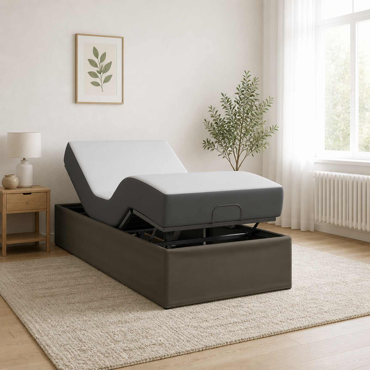 Electric Adjustable Bed Frame 200 x 70 x 33.5 cm Steel Grey 70 x 200 cm