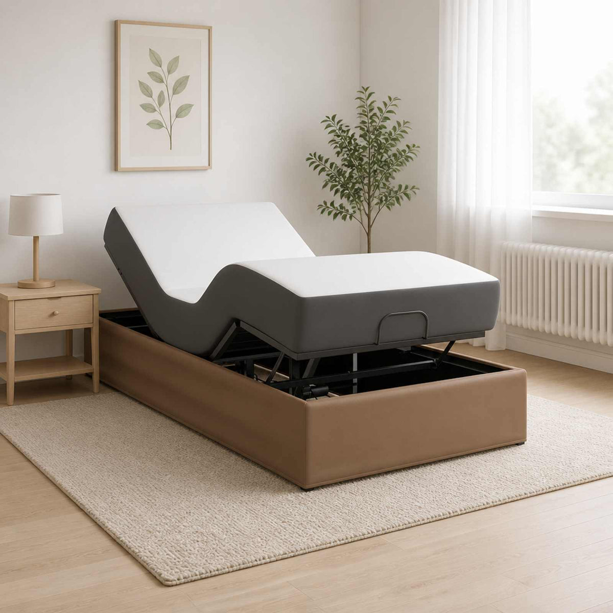 Electric Adjustable Bed Frame 200 x 70 x 33.5 cm Steel Cappuccino 70 x 200 cm