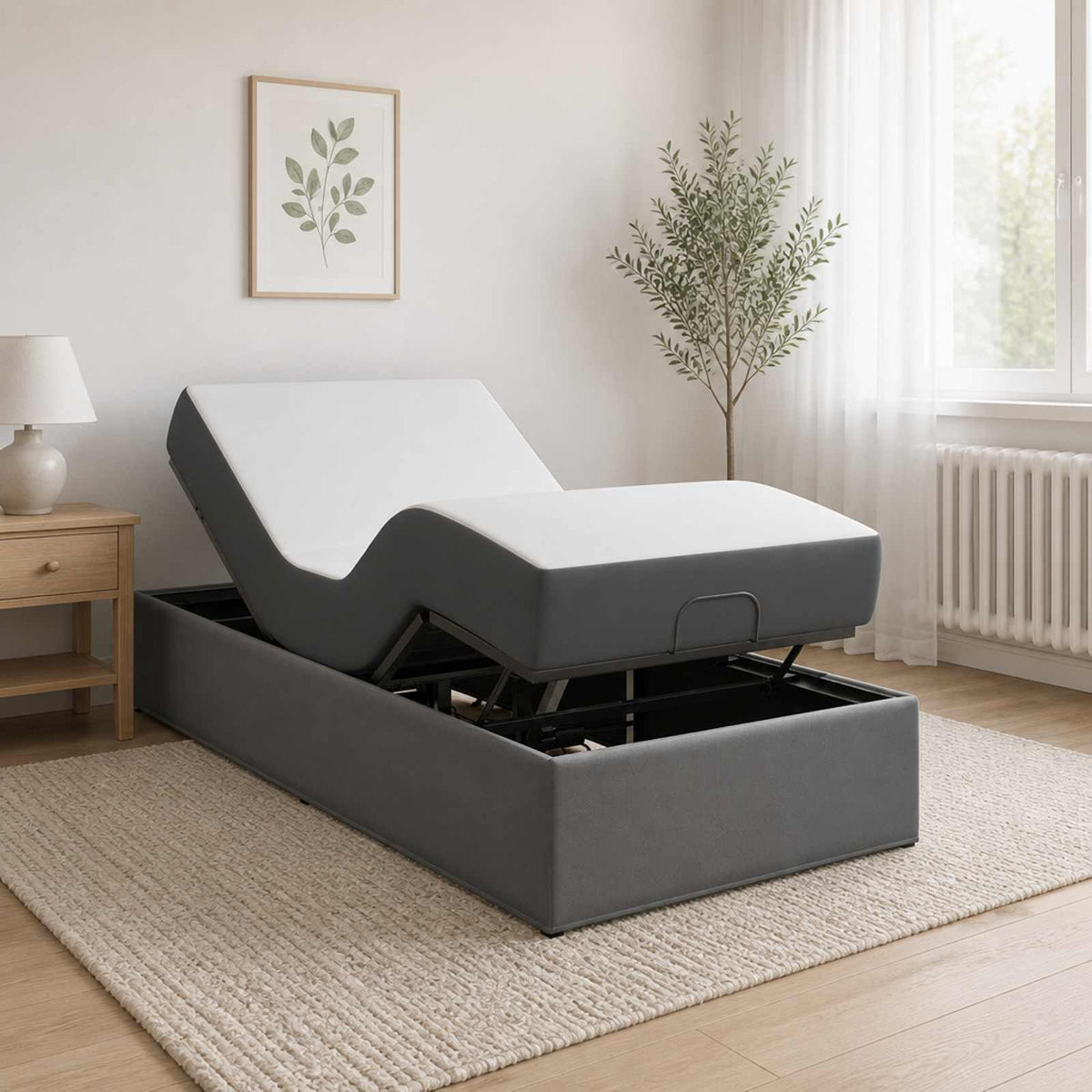 Electric Adjustable Bed Frame 200 x 70 x 33.5 cm Steel Dark grey 70 x 200 cm