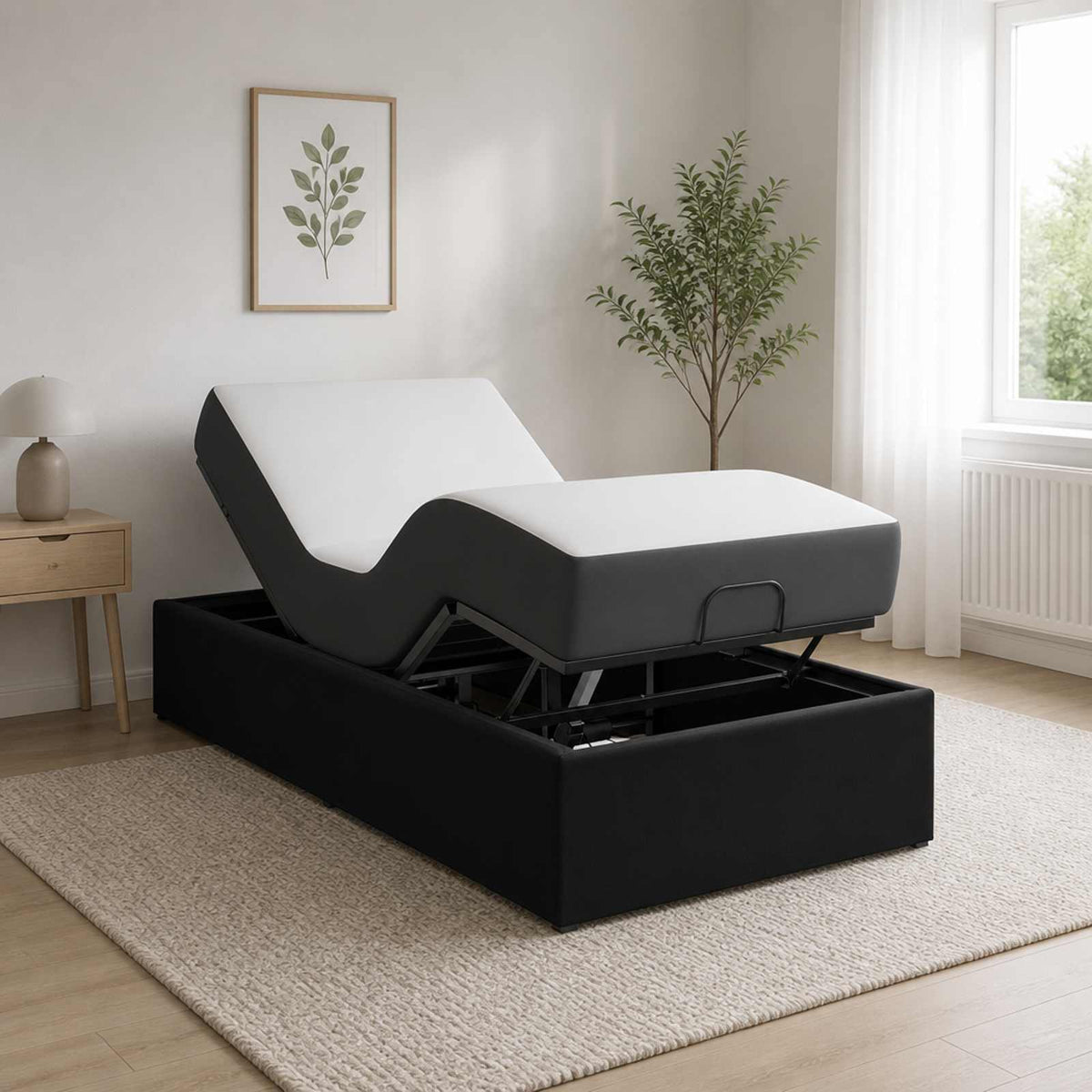 Electric Adjustable Bed Frame 200 x 70 x 33.5 cm Steel Black 70 x 200 cm