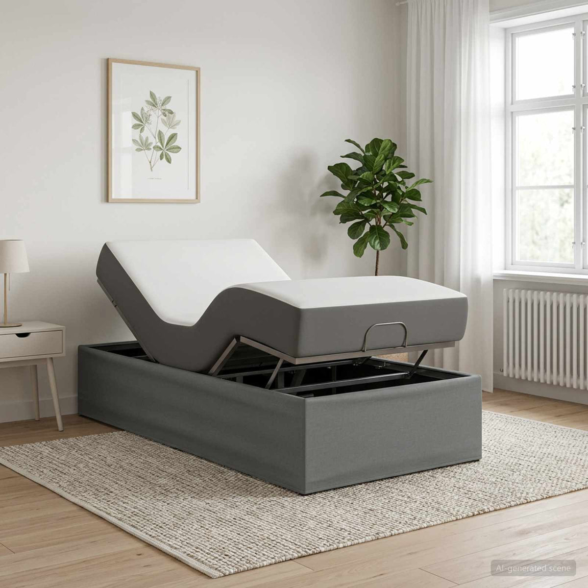 Electric Adjustable Bed Frame 200 x 90 x 33.5 cm Steel 90 x 200 cm Dark grey