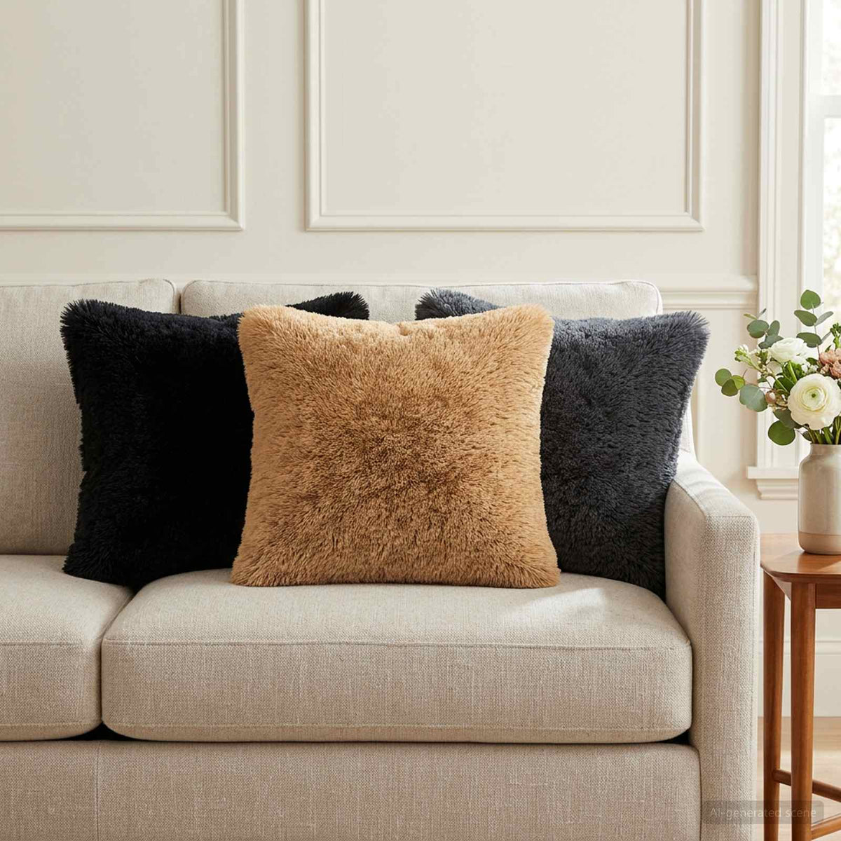 Throw Pillow HEERLEN PV Fleece 12 pcs 40 x 40 cm Anthracite