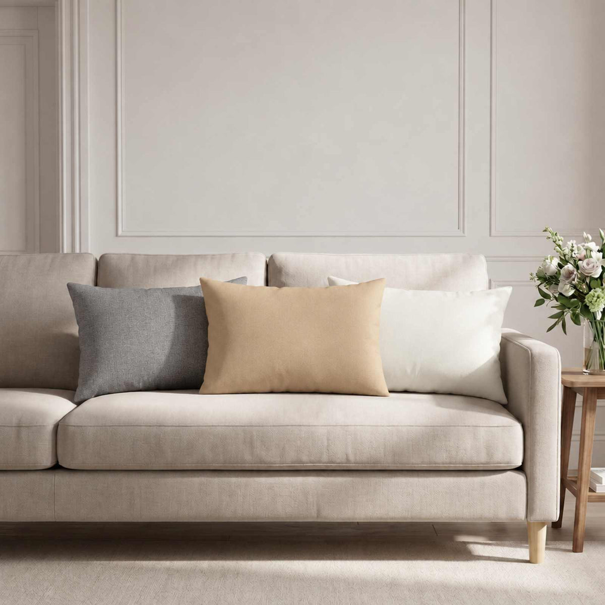 Throw Pillow HEERLEN Fabric 6 pcs 40 x 60 cm Cloud grey