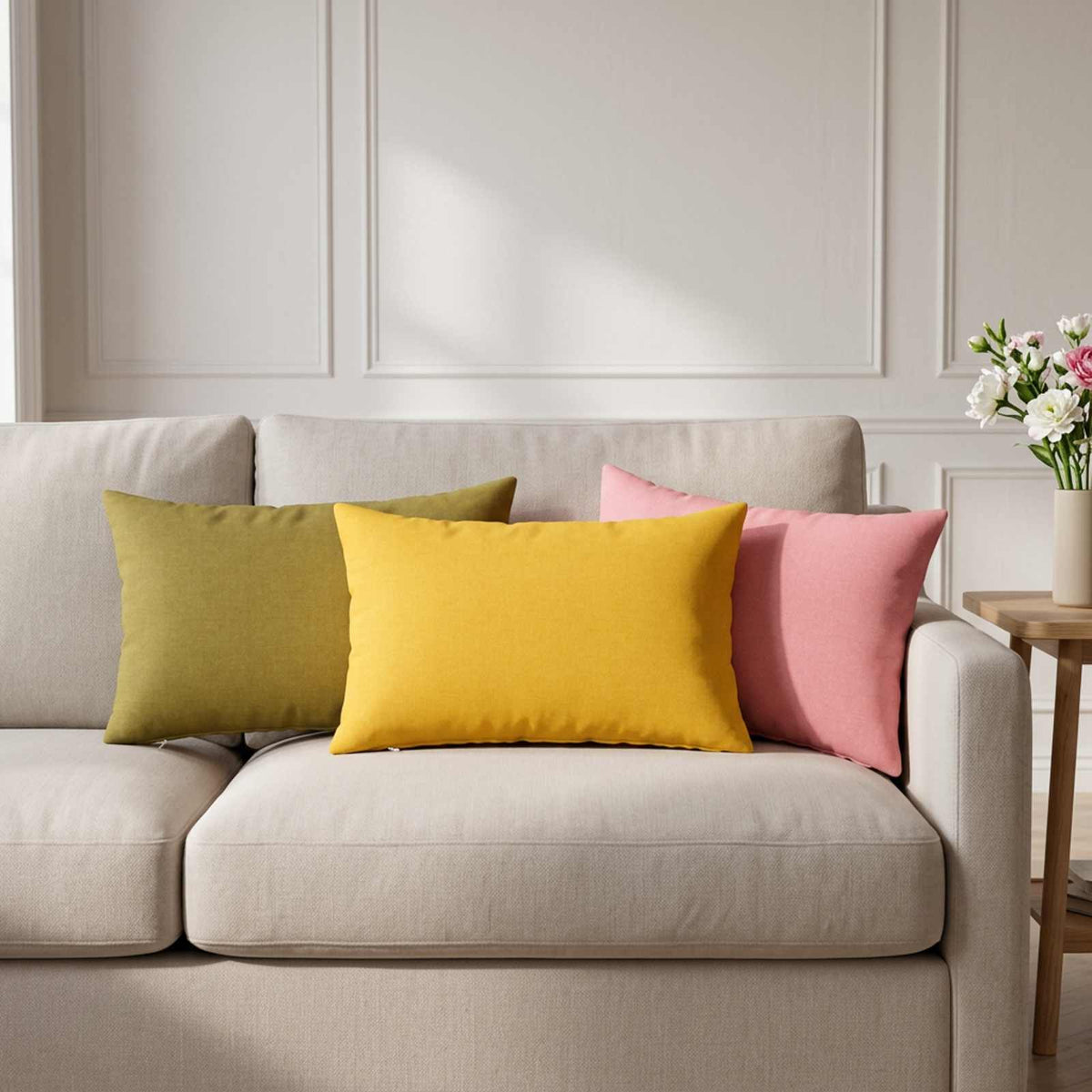 Throw Pillow HEERLEN Fabric 6 pcs 40 x 60 cm Light green