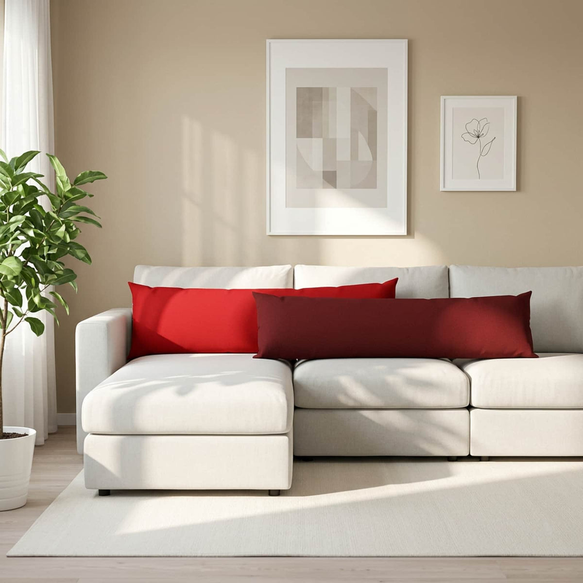 Throw Pillow HEERLEN Fabric 2 pcs Red 40 x 145 cm