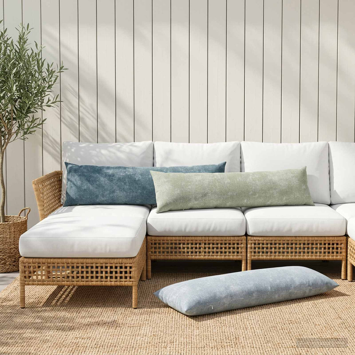 vidaXL Throw Pillow 2 pcs HEERLEN Light Blue 40 x 145 cm 1
