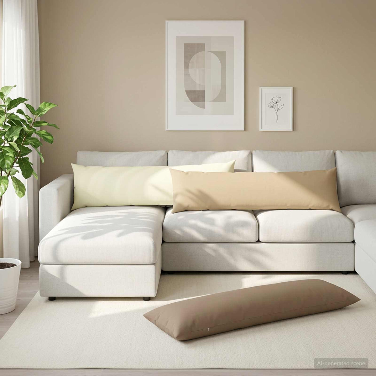 vidaXL Throw Pillow 2 pcs HEERLEN Taupe 40 x 145 cm Polyester 1