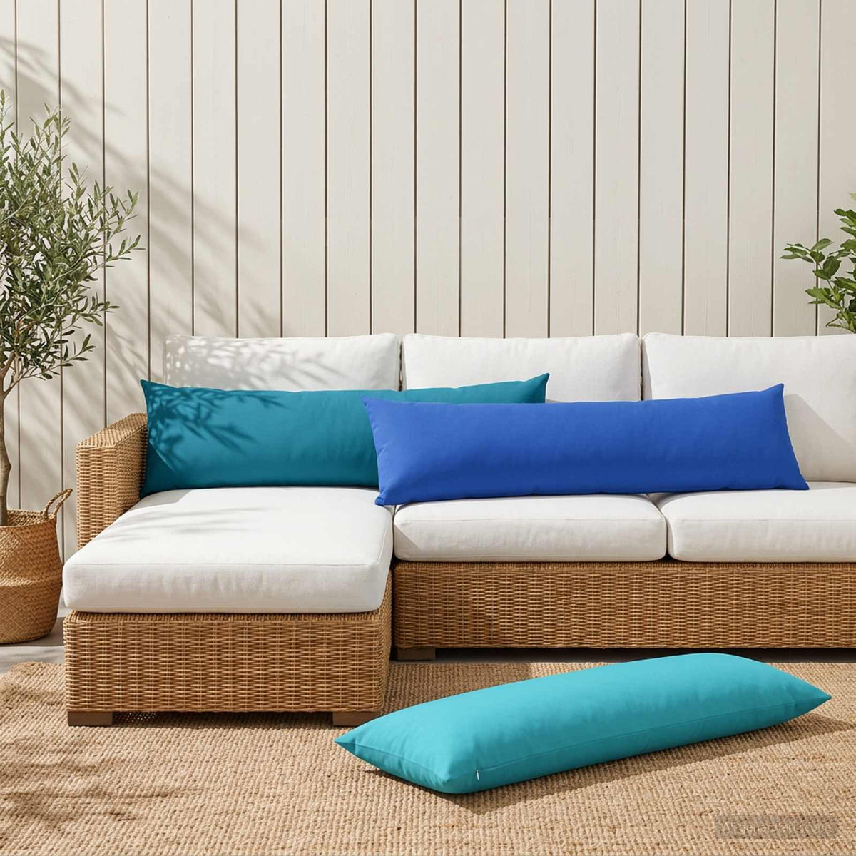 Throw Pillow HEERLEN Polyester 2 pcs Light Blue 40 x 145 cm