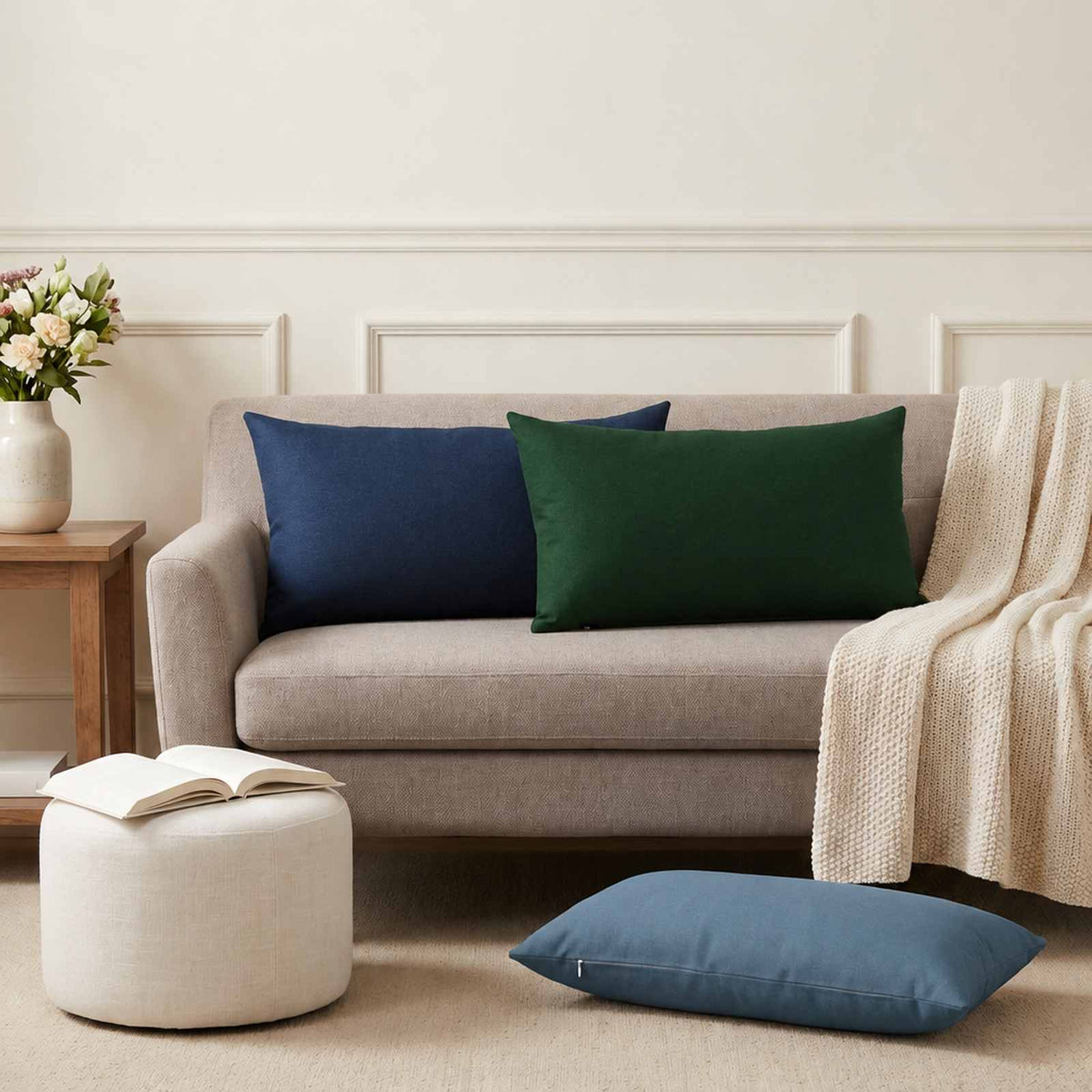 Throw Pillow HEERLEN Fabric 6 pcs 40 x 70 cm Dark green