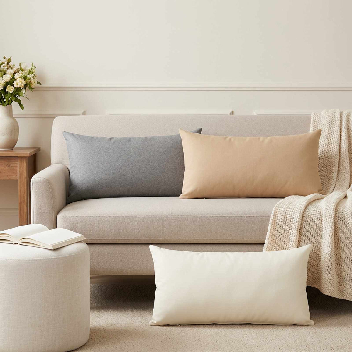 Throw Pillow HEERLEN Fabric 6 pcs 40 x 80 cm Cloud grey