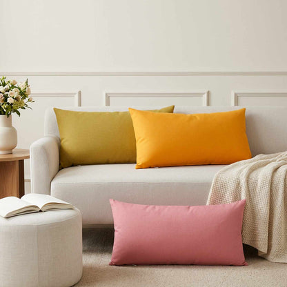Throw Pillow HEERLEN Fabric 6 pcs 40 x 80 cm Light yellow