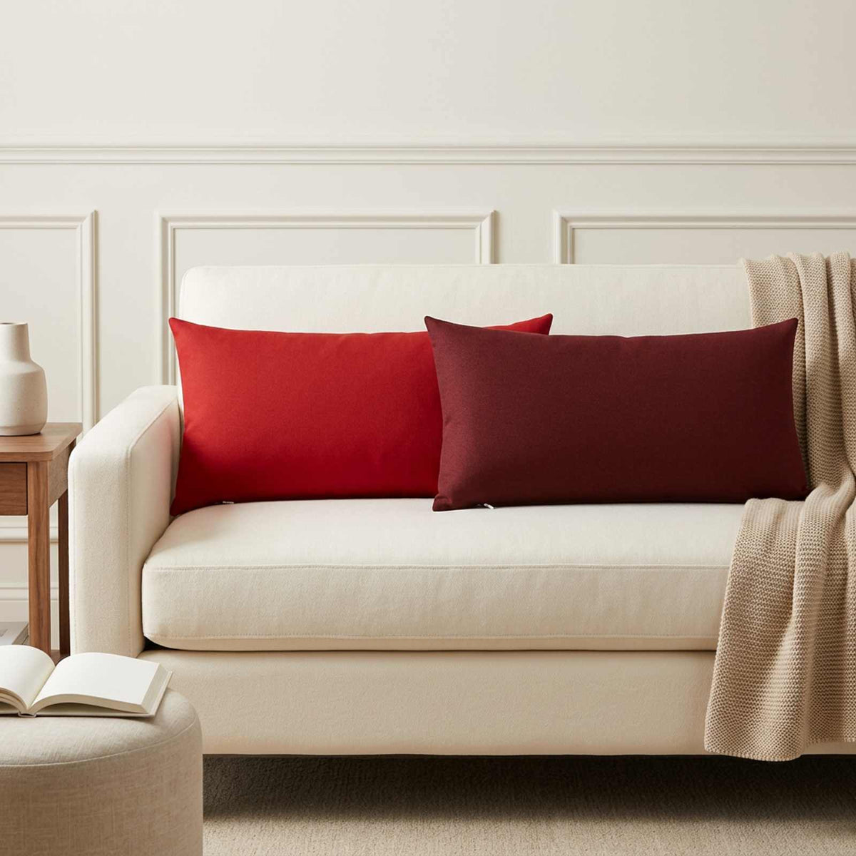 Throw Pillow HEERLEN Fabric 6 pcs 40 x 80 cm Red