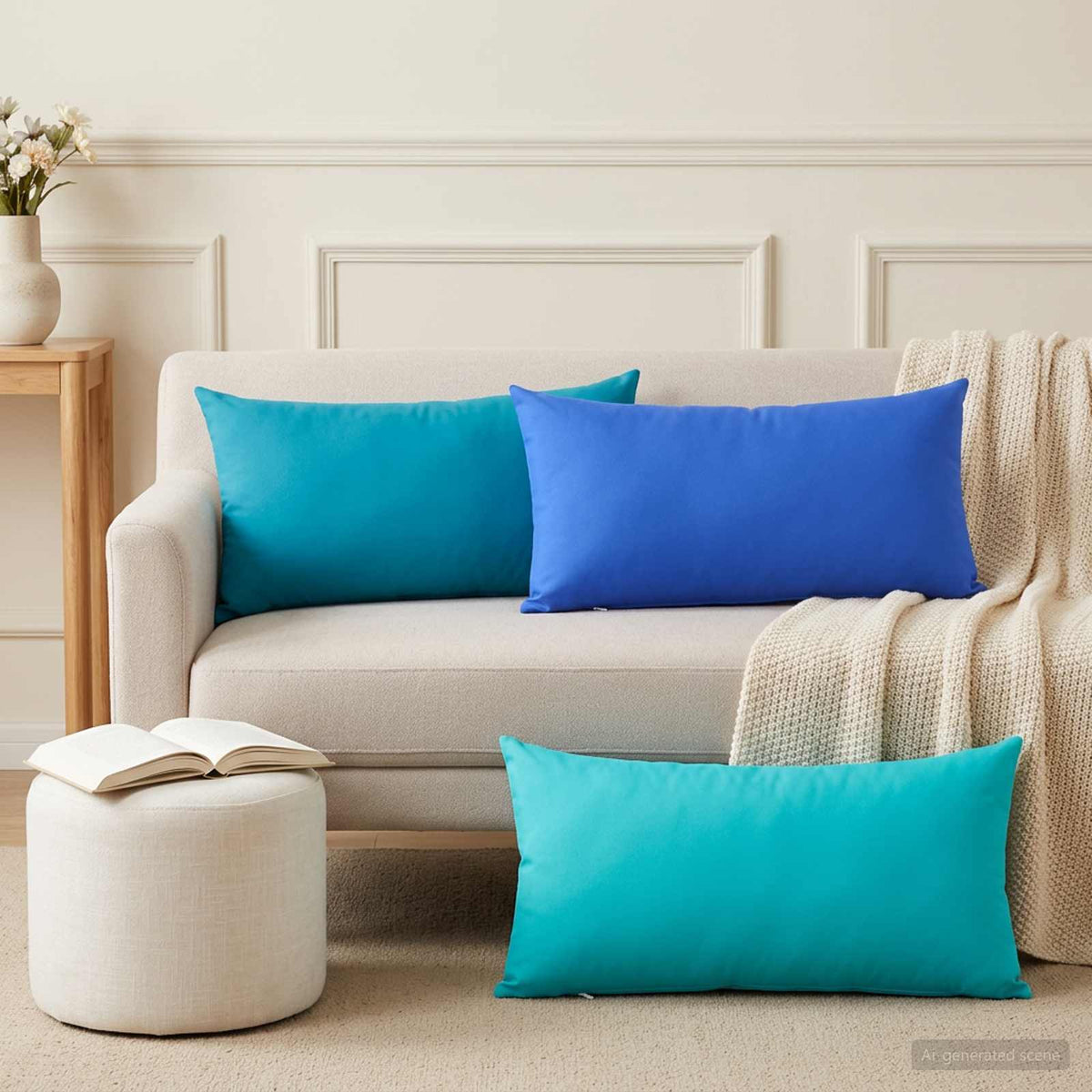 Throw Pillow HEERLEN Polyester 6 pcs 40 x 70 cm Light blue