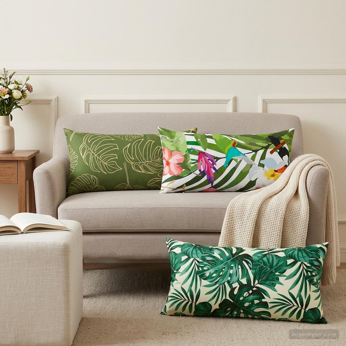 Throw Pillow HEERLEN Polyester Leaf design