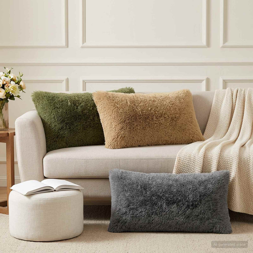 vidaXL Throw Pillow HEERLEN PV Fleece 6 pcs Light Green
