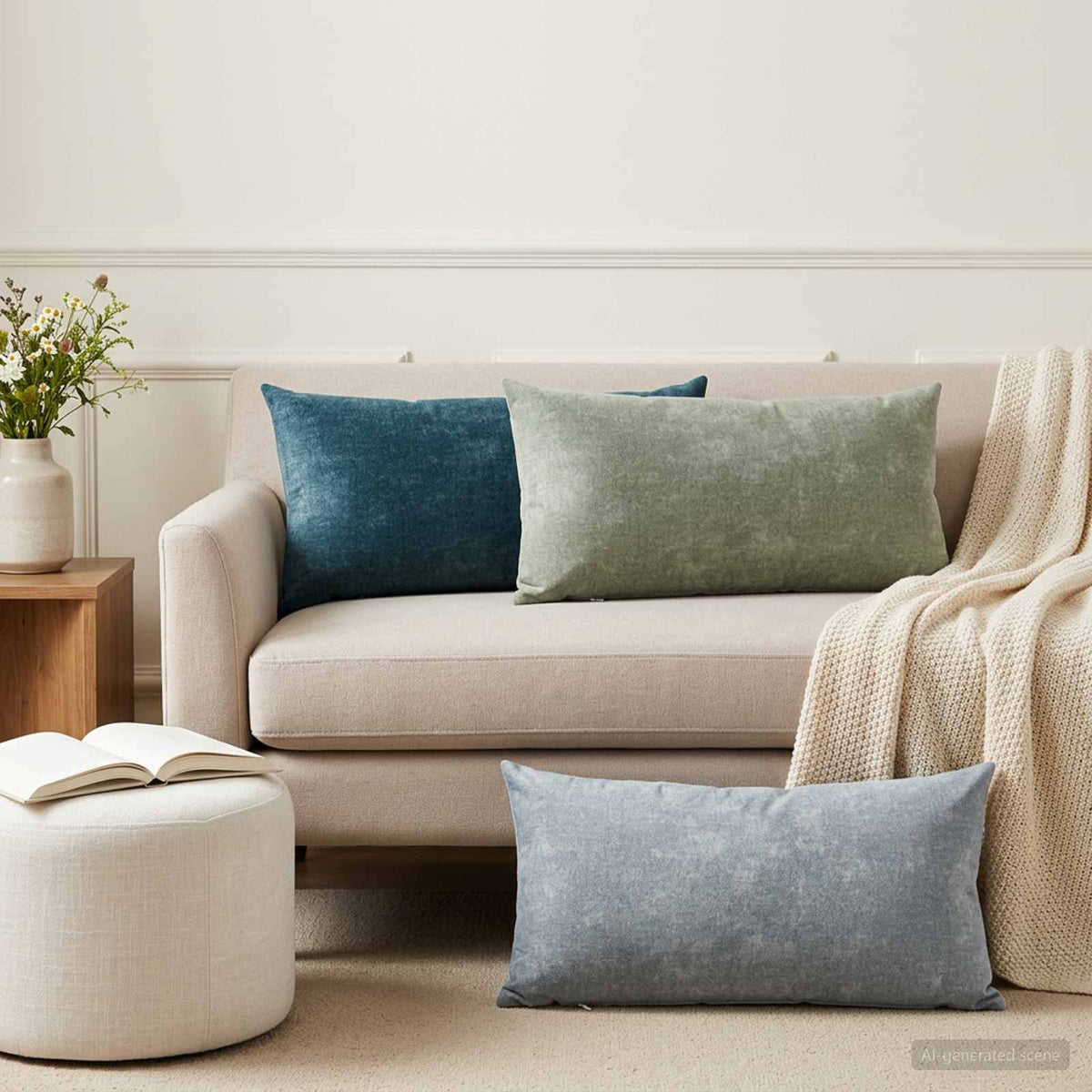 vidaXL Throw Pillow 6 pcs HEERLEN Blue 40 x 80 cm Chenille Fabric 1