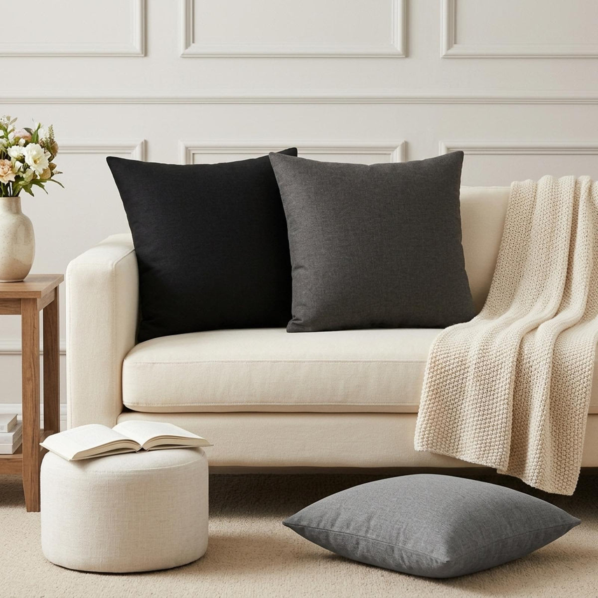 Throw Pillow HEERLEN Fabric 12 pcs 50 x 50 cm Light grey
