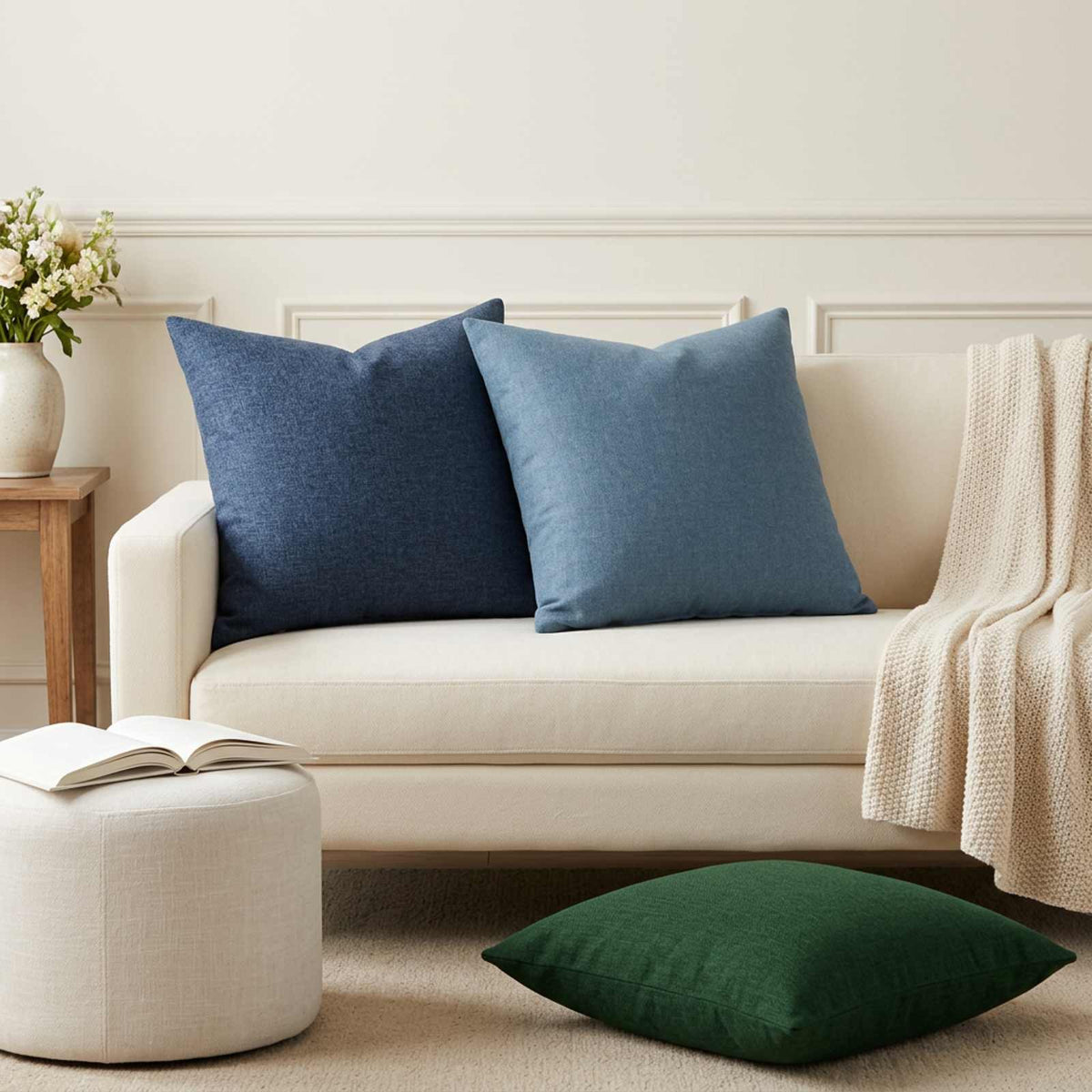 Throw Pillow HEERLEN Fabric 12 pcs 45 x 45 cm Dark green
