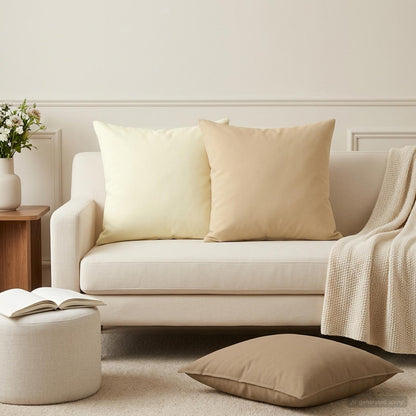 Throw Pillow HEERLEN Polyester 12 pcs 45 x 45 cm Beige