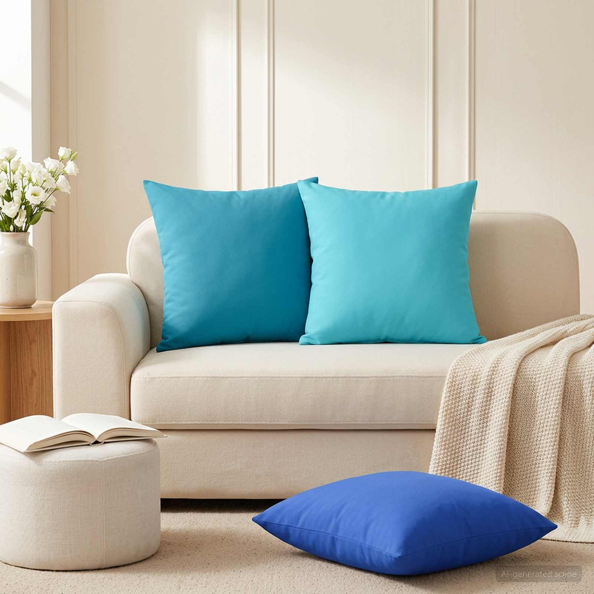 Throw Pillow HEERLEN Polyester 12 pcs 45 x 45 cm Light blue