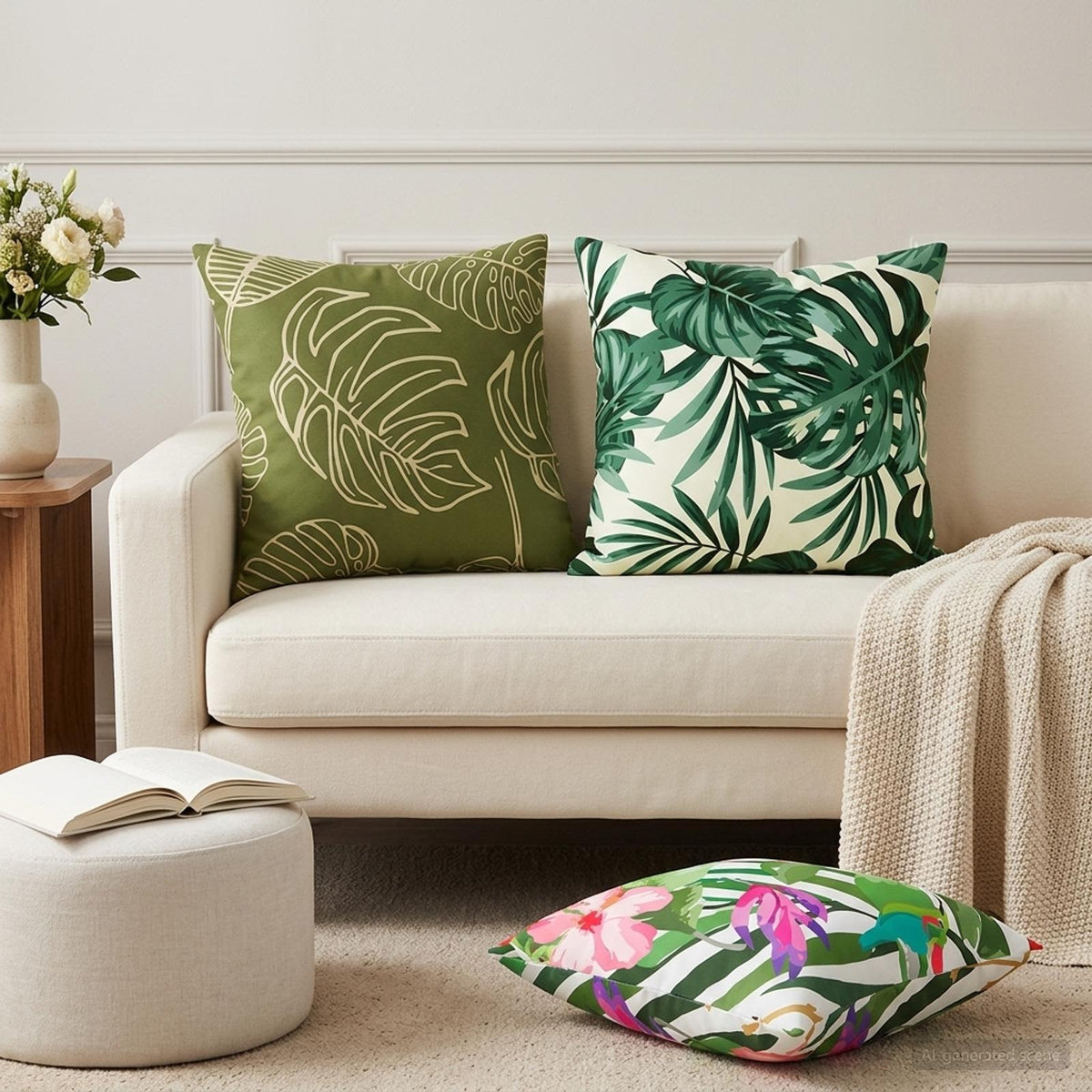 Throw Pillow HEERLEN Polyester Leaf