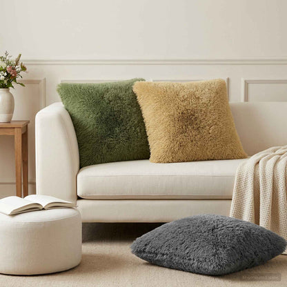 Throw Pillow HEERLEN PV Fleece 2 pcs Green 80 x 80 cm
