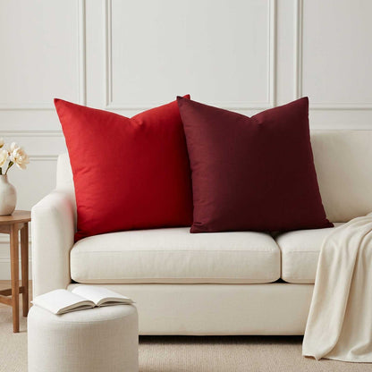 Throw Pillow HEERLEN Fabric 2 pcs Wine Red 80 x 80 cm