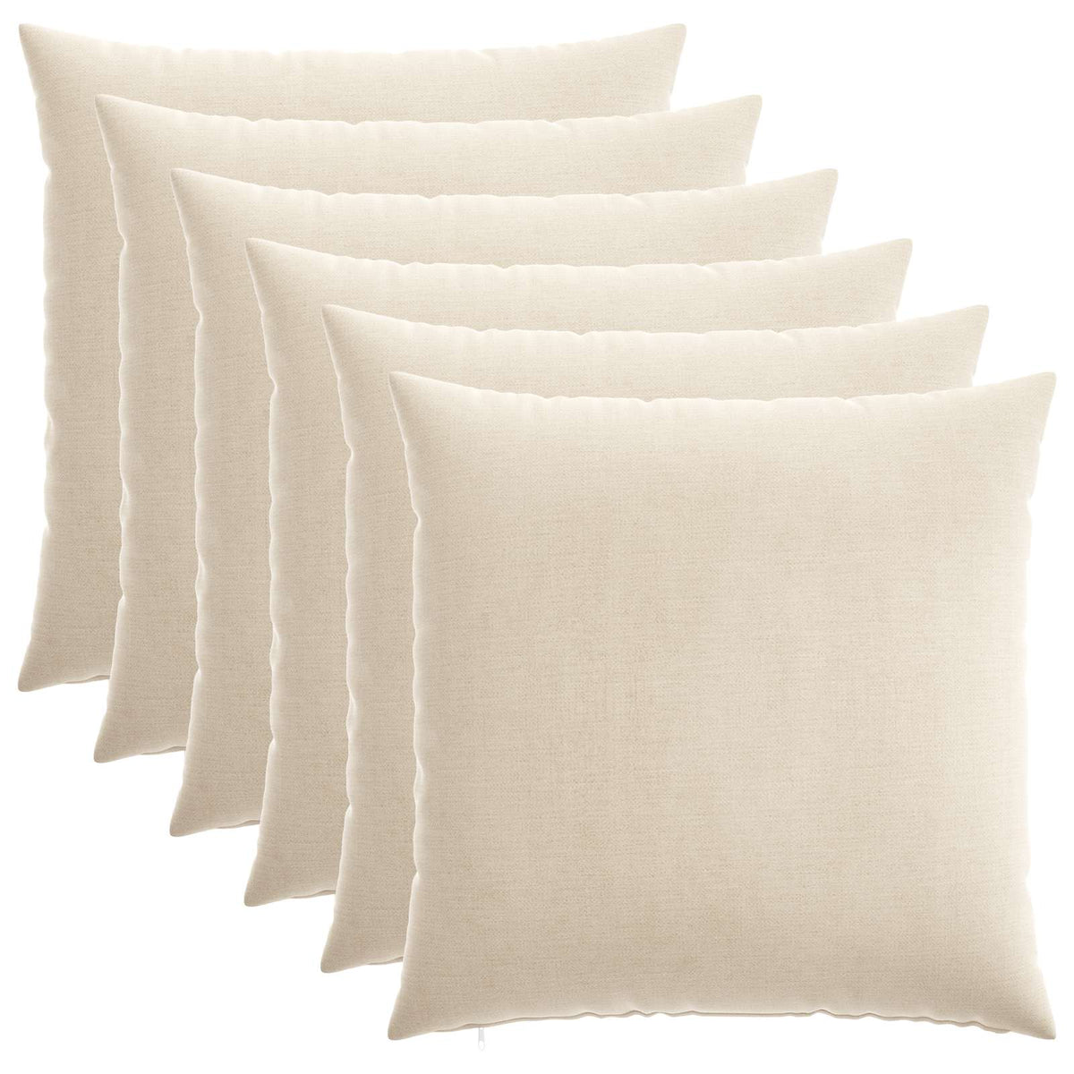 vidaXL Cushion Cover 6 pcs HEERLEN Cream 65 x 65 cm Chenille Fabric 2
