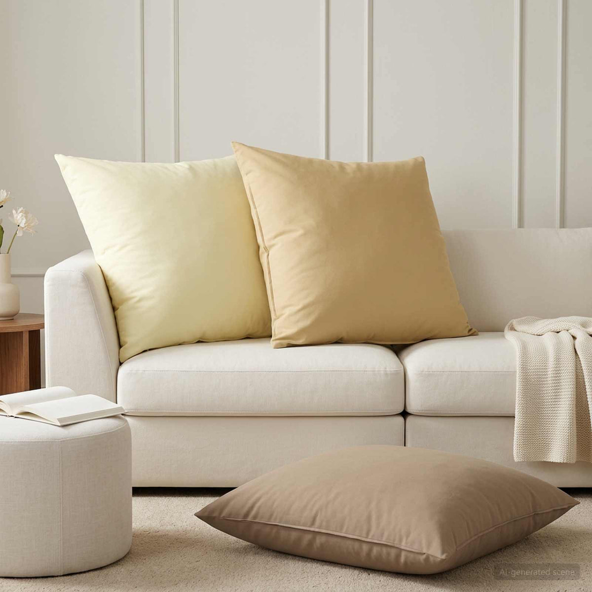 Throw Pillow HEERLEN Polyester 2 pcs Cream 80 x 80 cm
