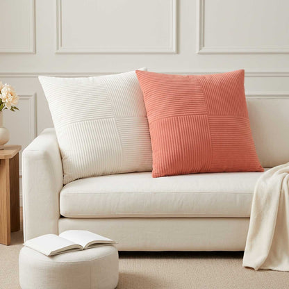 Cushion Cover ALMELO 80 x 80 cm Corduroy 6 pcs Cream