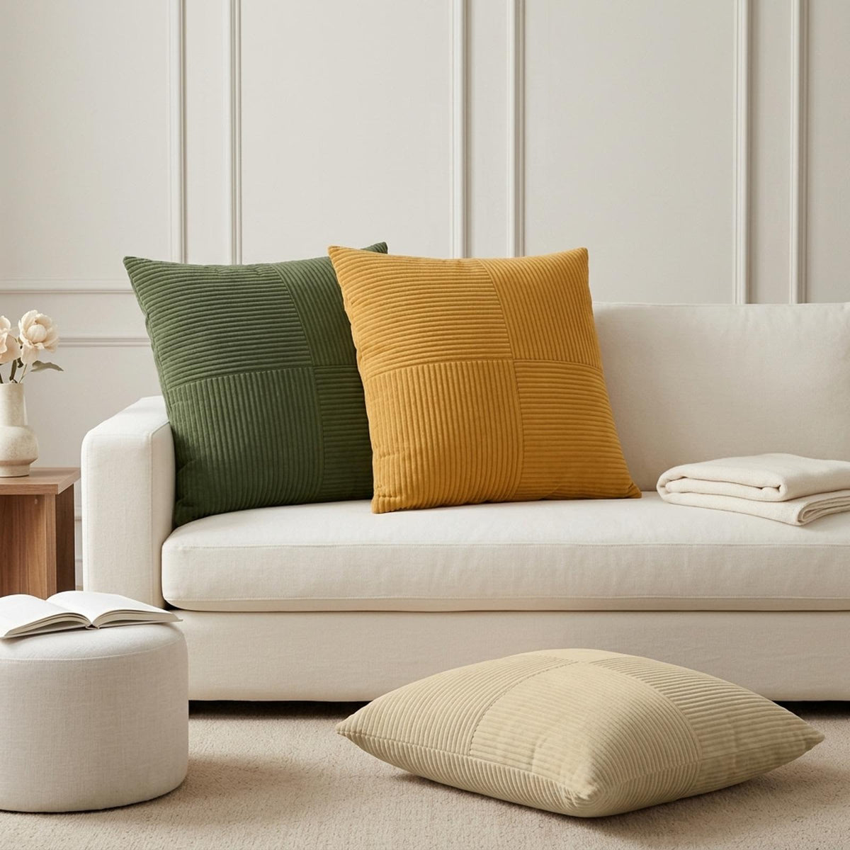 Cushion Cover ALMELO 80 x 80 cm Corduroy 6 pcs Green