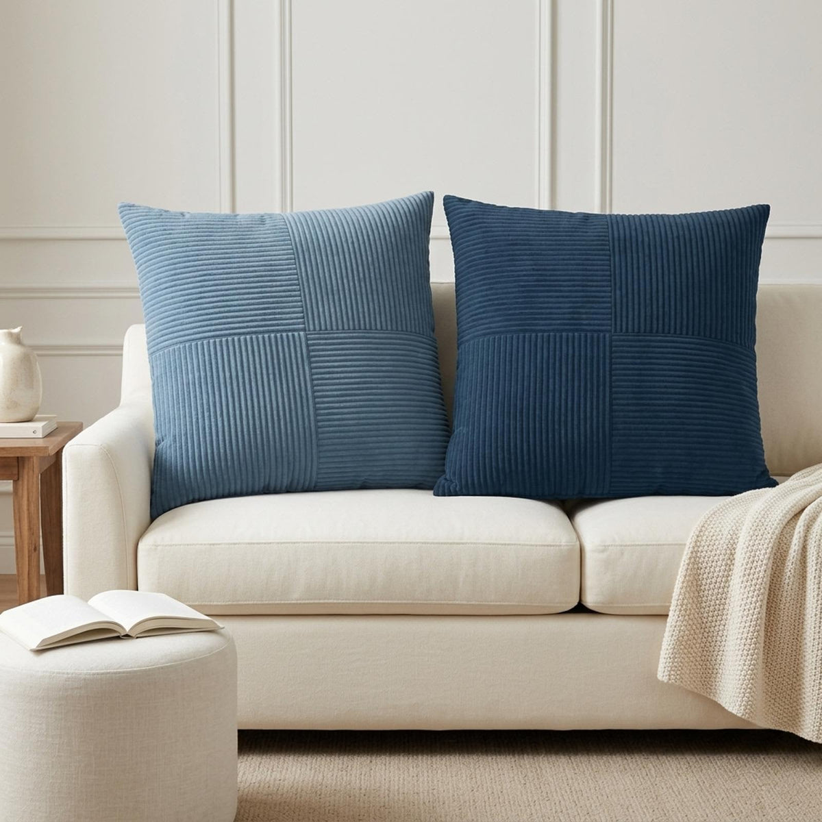 Cushion Cover ALMELO 80 x 80 cm Corduroy 6 pcs Blue