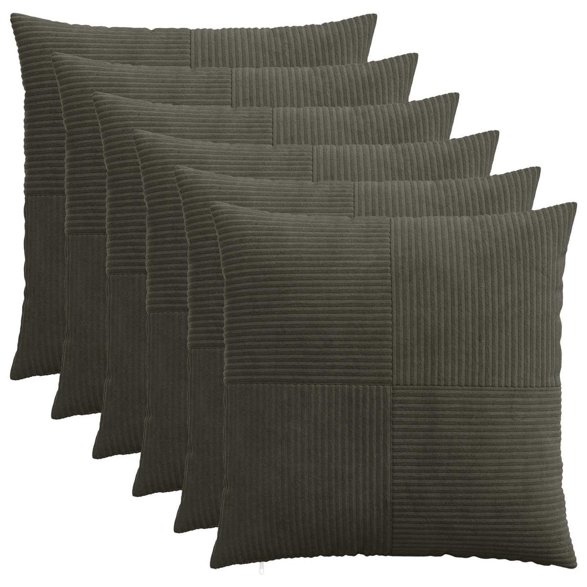 Cushion Cover ALMELO 80 x 80 cm Corduroy 6 pcs Anthracite