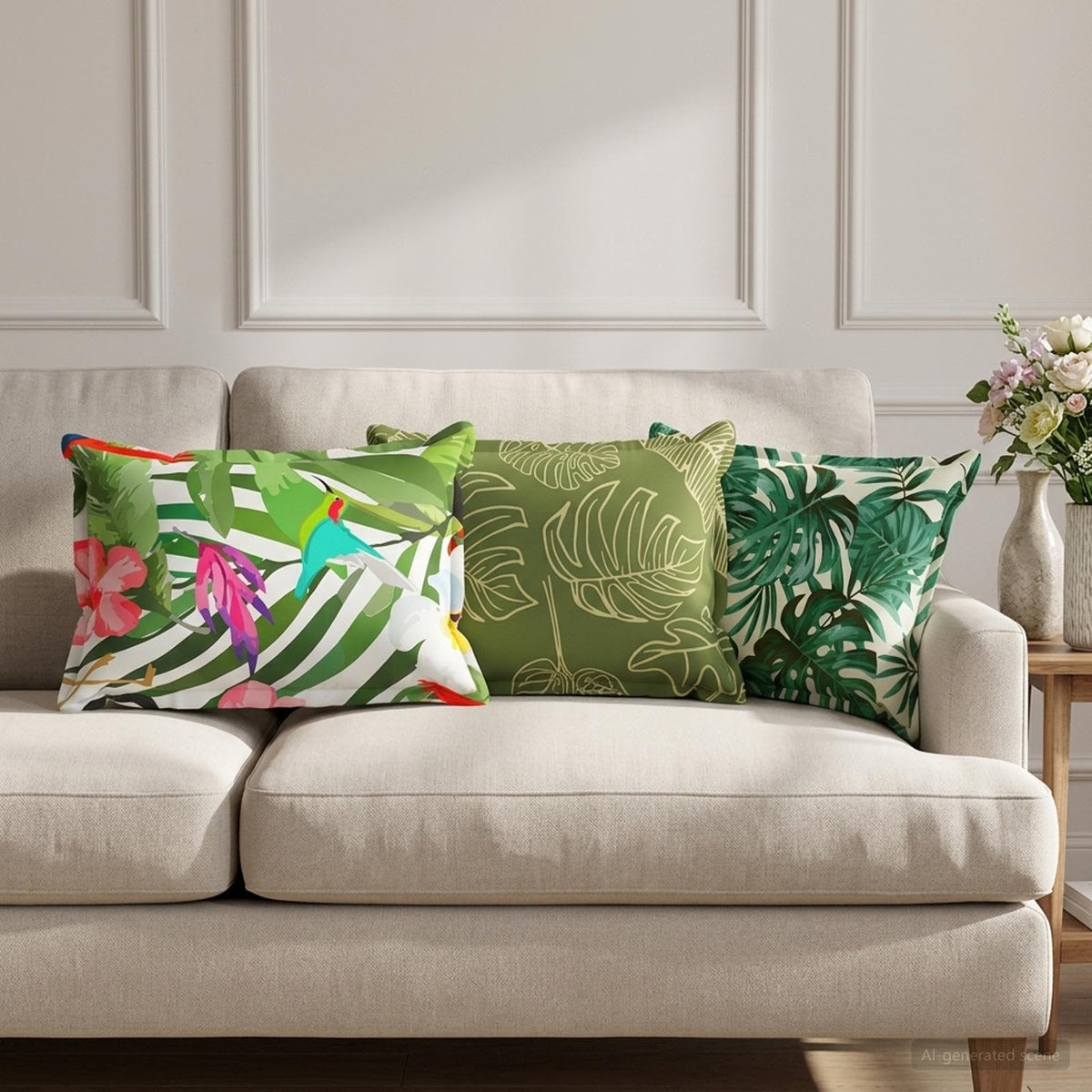 Throw Pillow HOUTEN 40 x 60 cm Polyester 6 pcs Leaf design