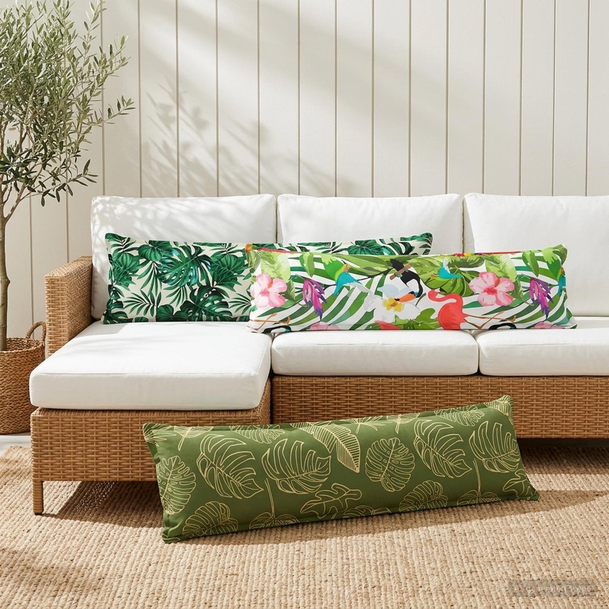 Throw Pillow HOUTEN 40 x 145 cm Polyester 2 pcs Leaf design