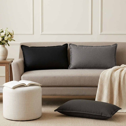 Throw Pillow HOUTEN 40 x 70 cm Faux Linen 6 pcs Black