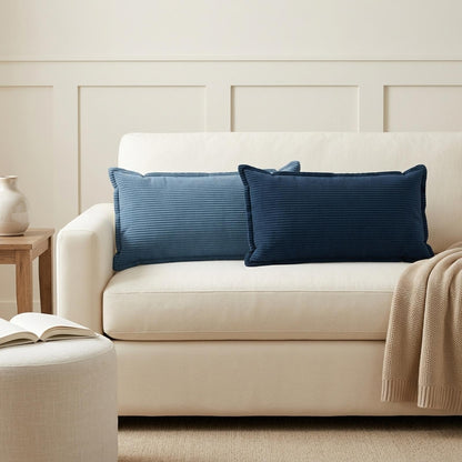 Cushion Cover HOUTEN 40 x 80 cm Corduroy 12 pcs Blue