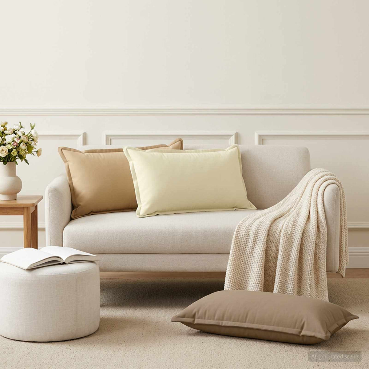 Throw Pillow HOUTEN 40 x 80 cm Polyester 6 pcs Beige