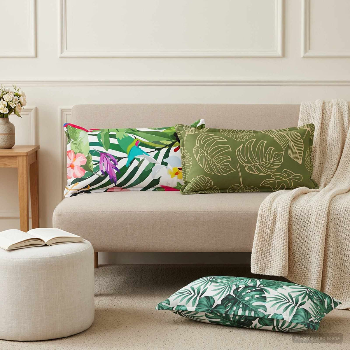 Throw Pillow HOUTEN 40 x 80 cm Polyester 6 pcs Leaf design