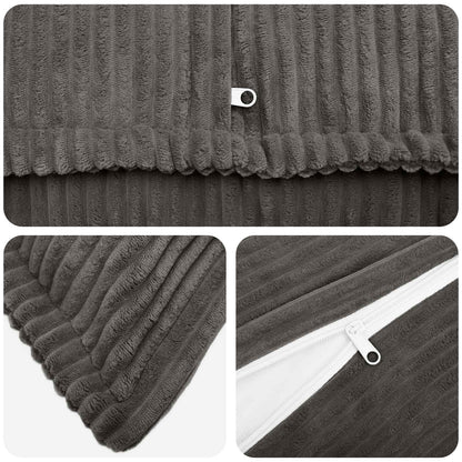 Cushion Cover HOUTEN 40 x 80 cm Corduroy 12 pcs Dark grey