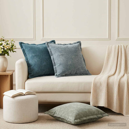 vidaXL Throw Pillow 6 pcs HOUTEN Green 50 x 50 cm Chenille Fabric 1