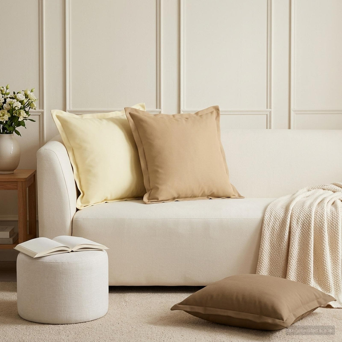 Throw Pillow HOUTEN Polyester Beige