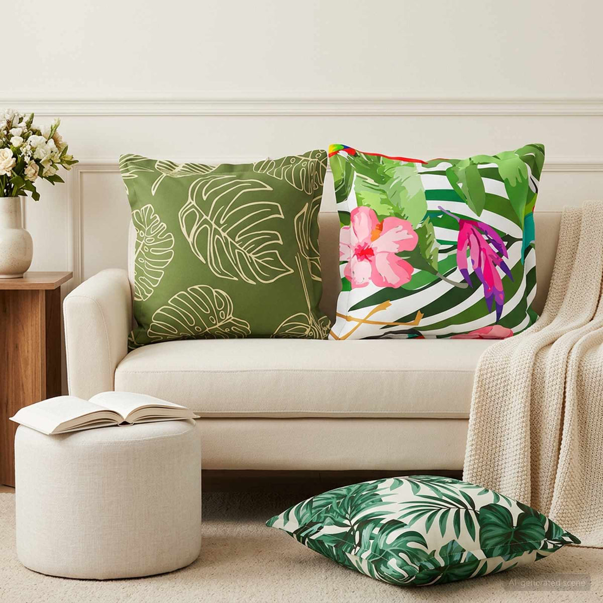 Throw Pillow HOUTEN Polyester Leaf design