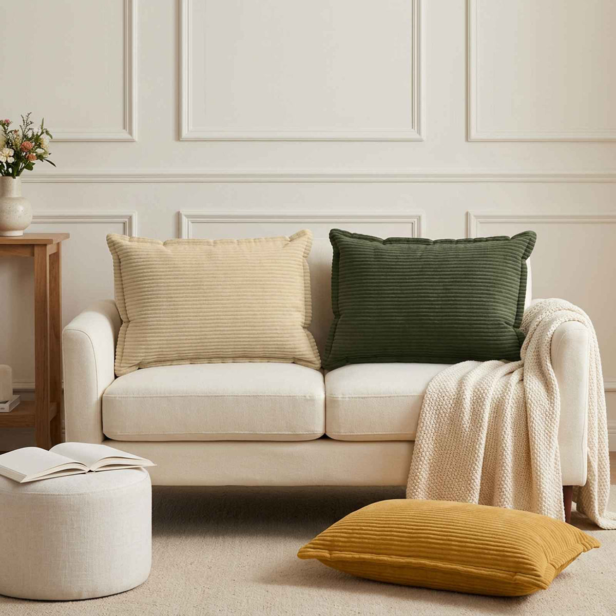 Cushion Cover HOUTEN 50 x 80 cm Corduroy 6 pcs Green
