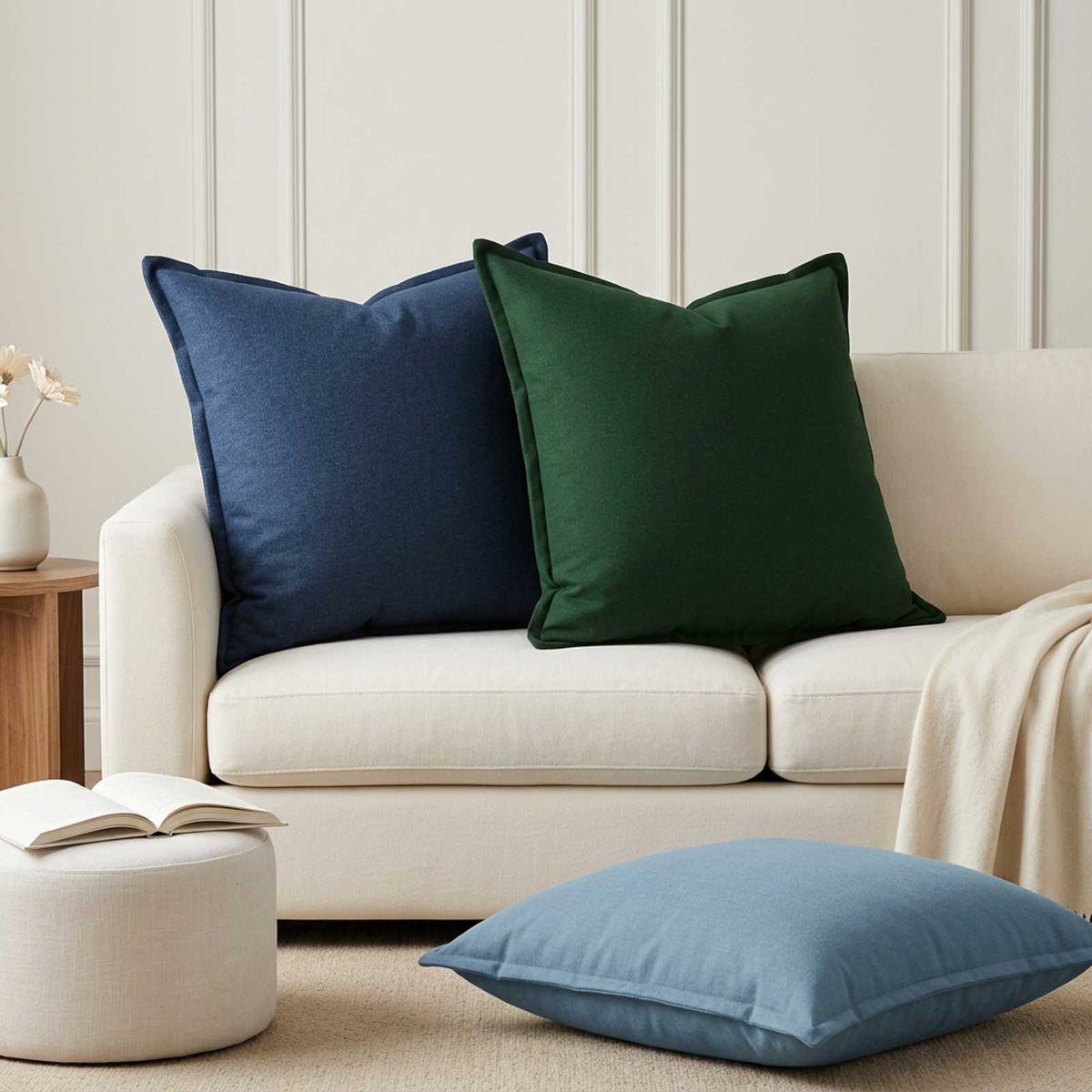 vidaXL Cushion Cover 6 pcs HOUTEN Blue 80 x 80 cm Faux Linen 1